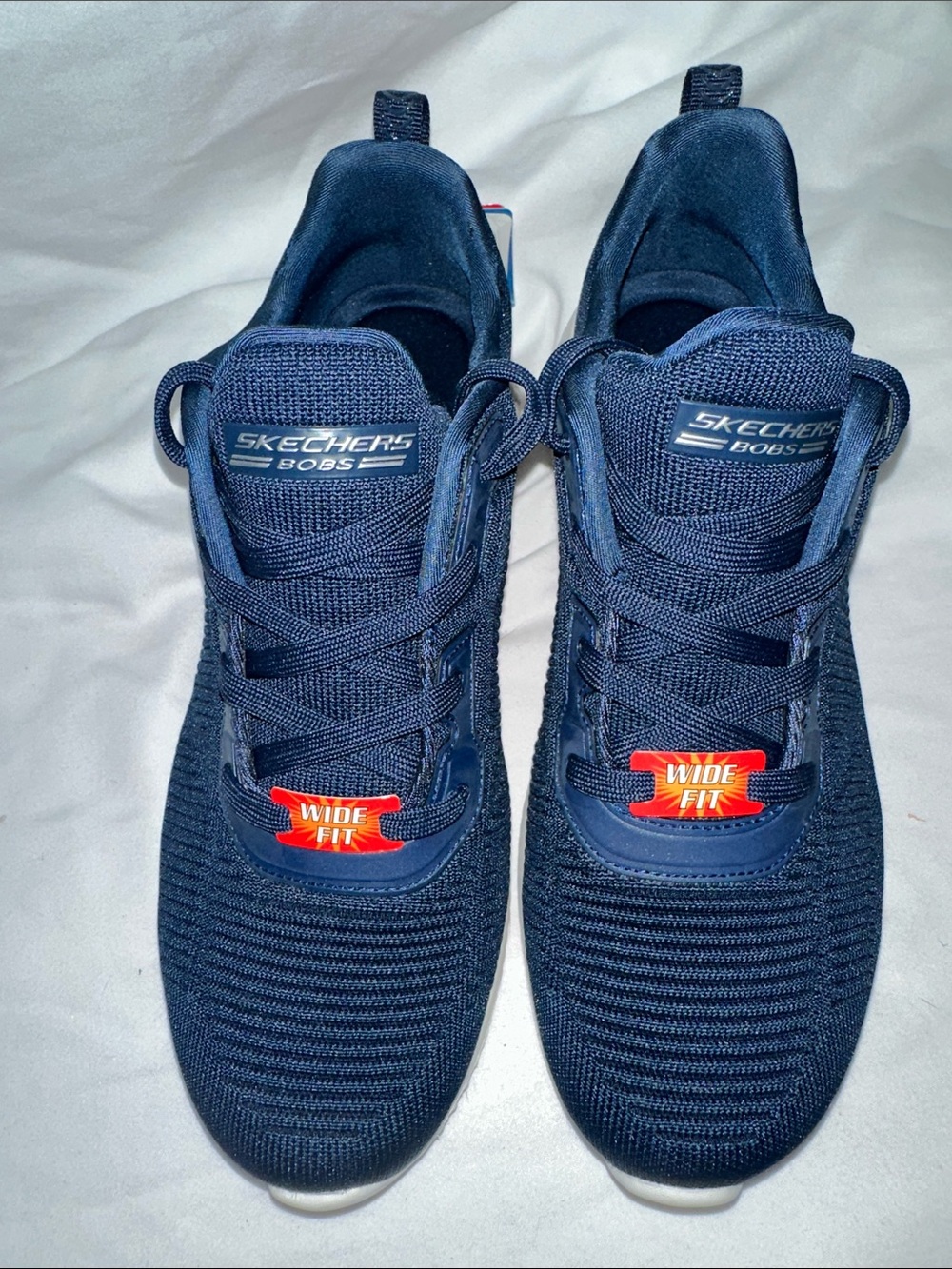 Skechers Women’s Navy Wide Fit Knit Sneaker - BOBS